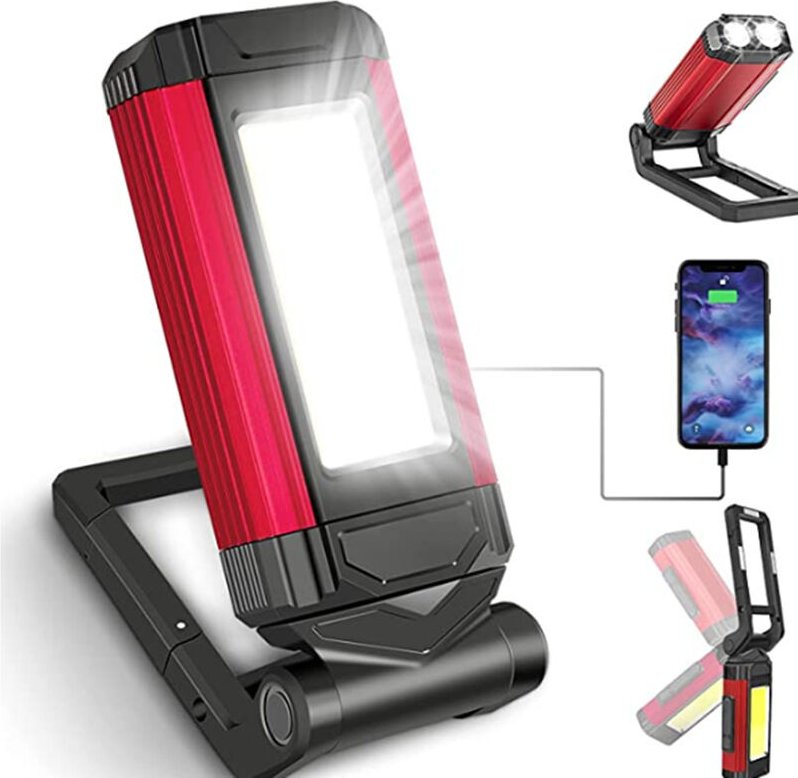 Leistungsstarke wiederaufladbare Arbeitsleuchte, LED-tragbare Lampe, Werkstattlampe mit Magnetfuß, Taschenlampenlampe mi...