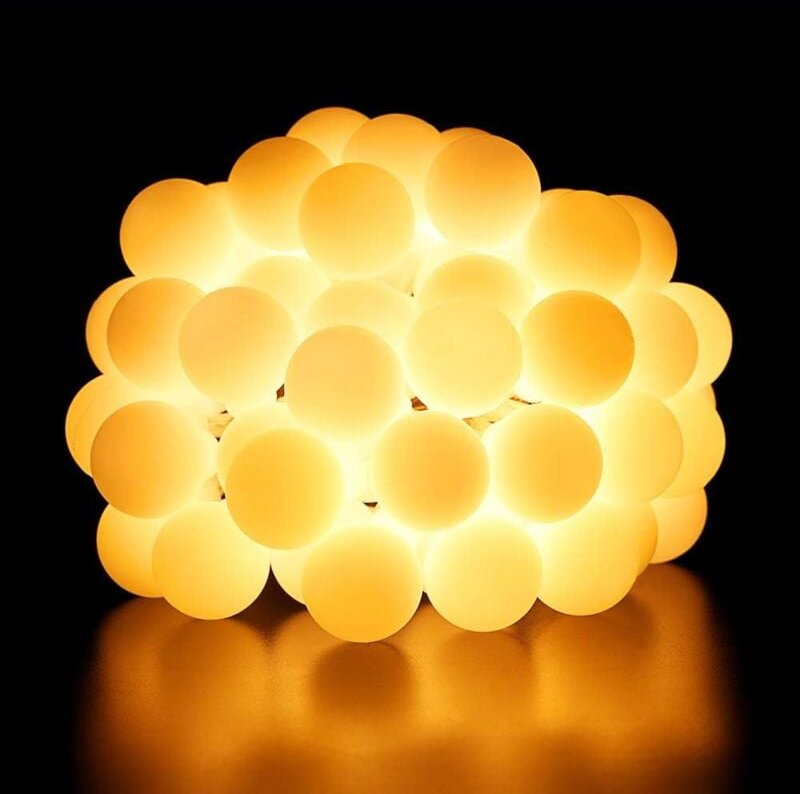 Lichterkette, 80 LEDs, Weihnachtskugel-Lichterkette, 8 Modi mit Timer-Funktion, wasserdichte LED-Lichterkette für drinne...