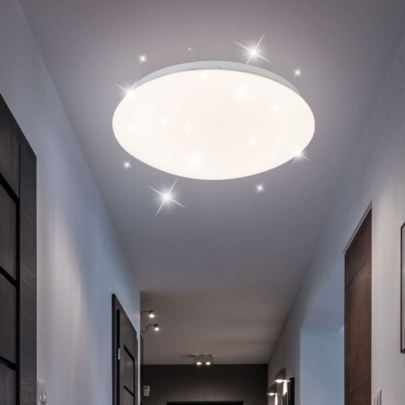 Thumbnail - Globo Lighting - led Deckenleuchte Sterneneffekt Schlafzimmerlampe Sternenhimmel Deckenlampe weiß rund, 1x 12W 750Lm war...