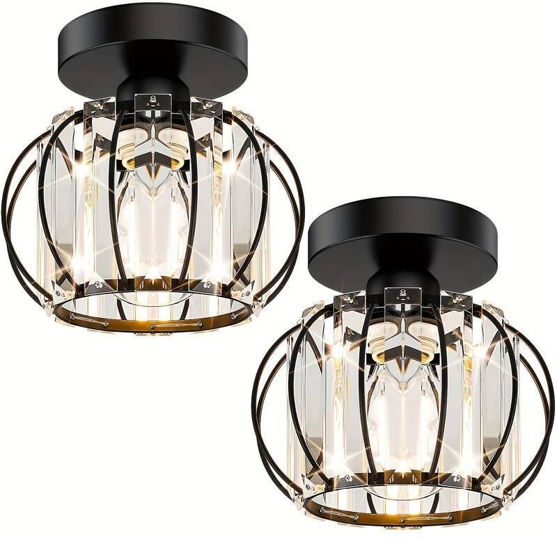 Halbeinbau-Deckenleuchte – Kristalllampe mit Kristallverzierung für Wohnzimmer, Flur, Badezimmer, Eingangsbereich, Küche...