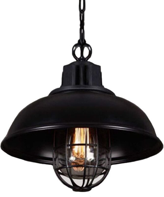 Industrielle Hängende Deckenleuchte Metall Eisen Pendelleuchte E27 33CM Vintage Höhenverstellbar,Schwarz