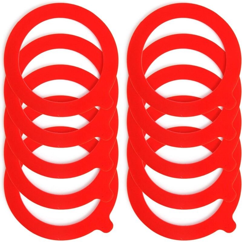 Einmachgläser mit Gummidichtung (10er-Packung) - 70 x 95 mm (rot)