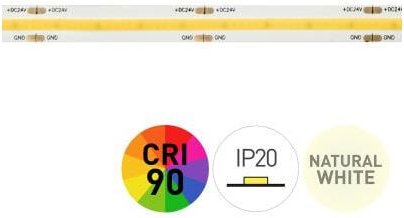 Leiste Led 4000k 24v 10w/m 480 Cob Ip20 5m 240050-6751