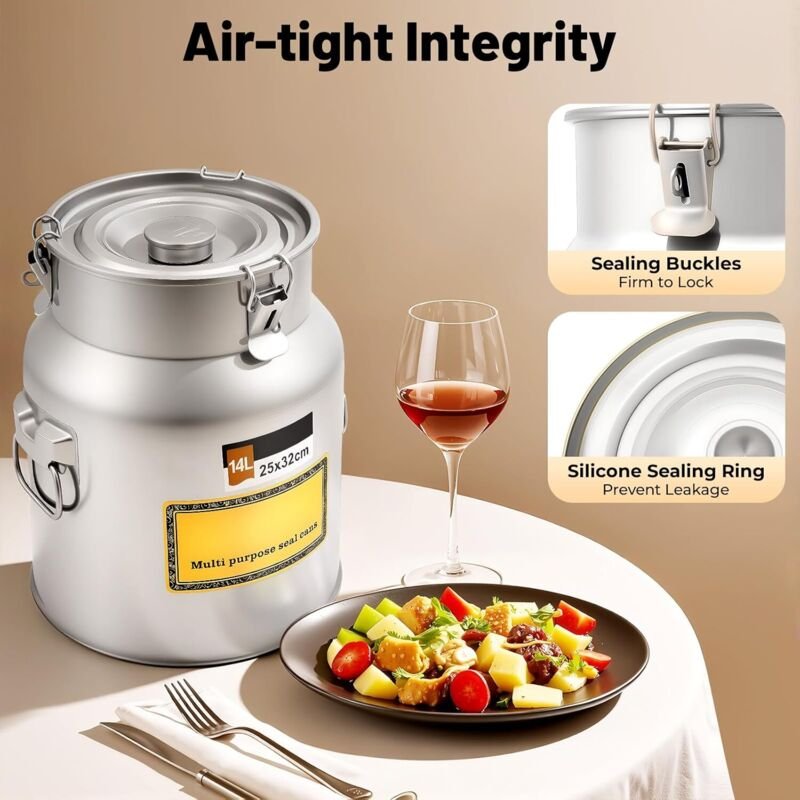 Luftdichter Edelstahl Milchkanne mit Deckel Milchkännchen mit Deckel Transportkanne Eimer Milcheimer Edelstahlfass Milch...