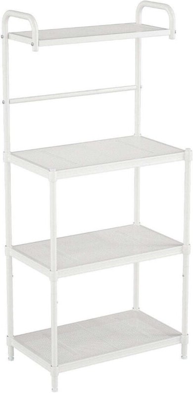 Verstellbares Küchenregal mit 4 Ebenen, 59 x 34 x 136 cm, Weiß