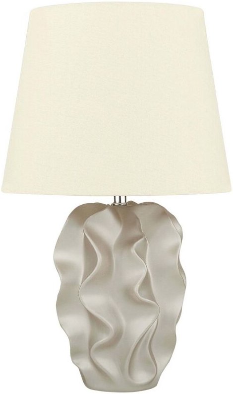 Beliani - Tischlampe Gold Keramik 46 cm Stoffschirm Cremeweiß Wellenform Kabel mit Schalter Moderner Minimalistischer St...