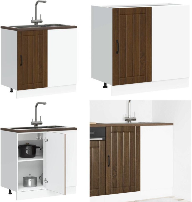 Spülenunterschrank Lucca Braun Eichen-Optik Holzwerkstoff - Vidaxl