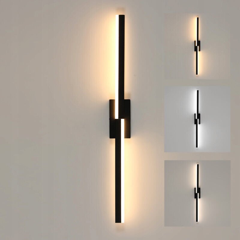 GOECO LED-Wandleuchte für den Innenbereich, 12 W, moderne Wandleuchte, 3 Farbtemperaturen 3000 K/4500 K/6500 K, schwarze...