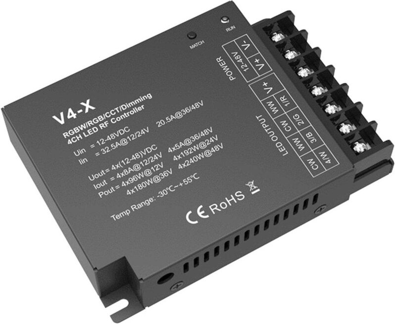 Einfarbig/ CCT/ RGBW / RGB Controller - 12-48V DC - 4 Kanäle -