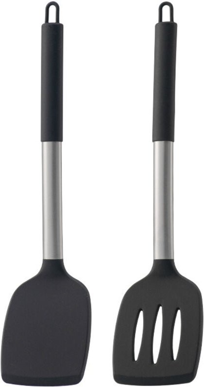430 Edelstahl Hohlgriff Silikon Küchenutensilien Zweiteiliges Set Kochsautepfanne