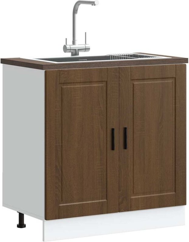 Spülenunterschrank Porto Braun Eichen-Optik 80x46x81,5 cm vidaXL