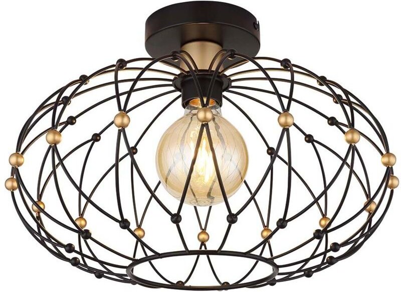 Deckenleuchte Deckenlampe Wohnzimmerlampe schwarz Goldoptik D 40 cm