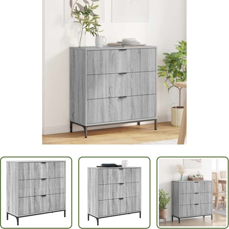 Sideboard Wohnzimmer - Sideboard Graues Sonoma 79,5 x 33 x 82 cm Holzwerkstoff