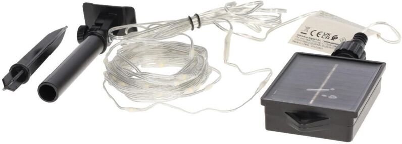 GSC - Solaraufladende LED-Girlande mit 8 Funktionen und warmem Licht (3000K 3,6V) IP44 5m aus Kupfer und schwarzem pvc