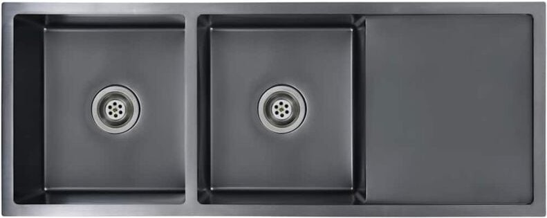 Handgefertigte Küchenspüle Schwarz Edelstahl - Vidaxl