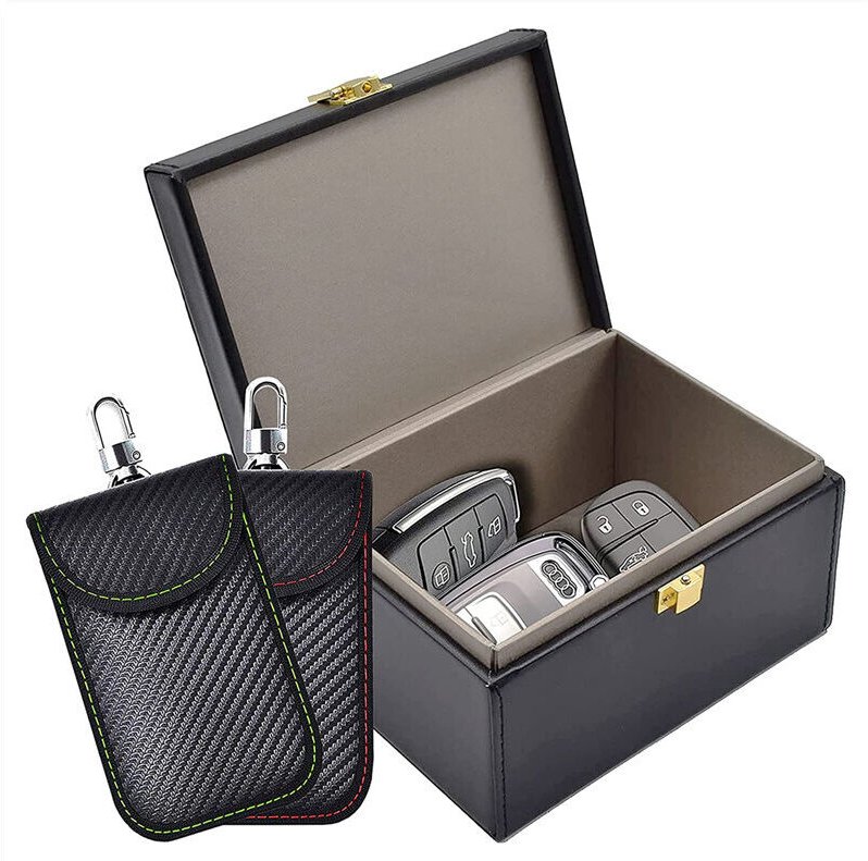 Faraday-Box + 2 Faraday-Beutel zum Schutz von Schlüsseln, Faraday-Käfig-Schlüsselsignalstörer, geeignet für Autoschlüsse...