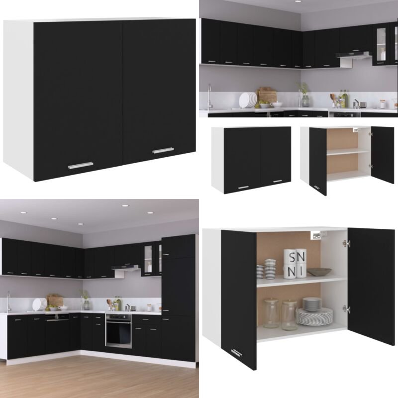 Hängeschrank Schwarz 80x31x60 cm Holzwerkstoff - Küchenschränke - Hängeschrank - Schwarz - Holzschrank - Schubladen - Ho...