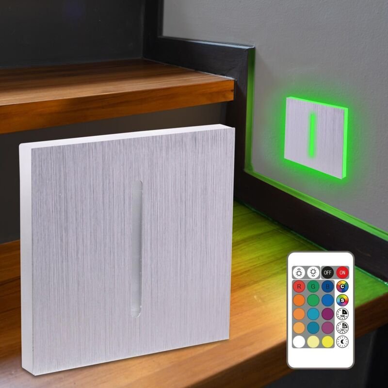LED Treppenleuchte IP44 eckig Alu-gebürstet - Lichtfarbe: RGB+CCT 2W - Lichtaustritt: Fokus