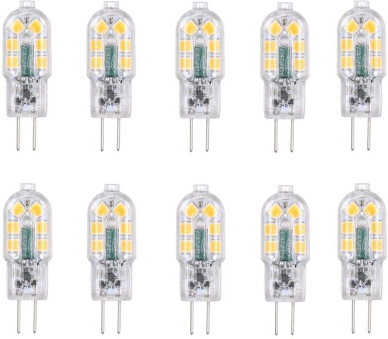G4 LED-Lampe, 2 W, entspricht 20 W Halogenlampen, Kaltweiß 6000 K, 200 lm, 12 x SMD, 12 V AC/DC – 10er-Pack –