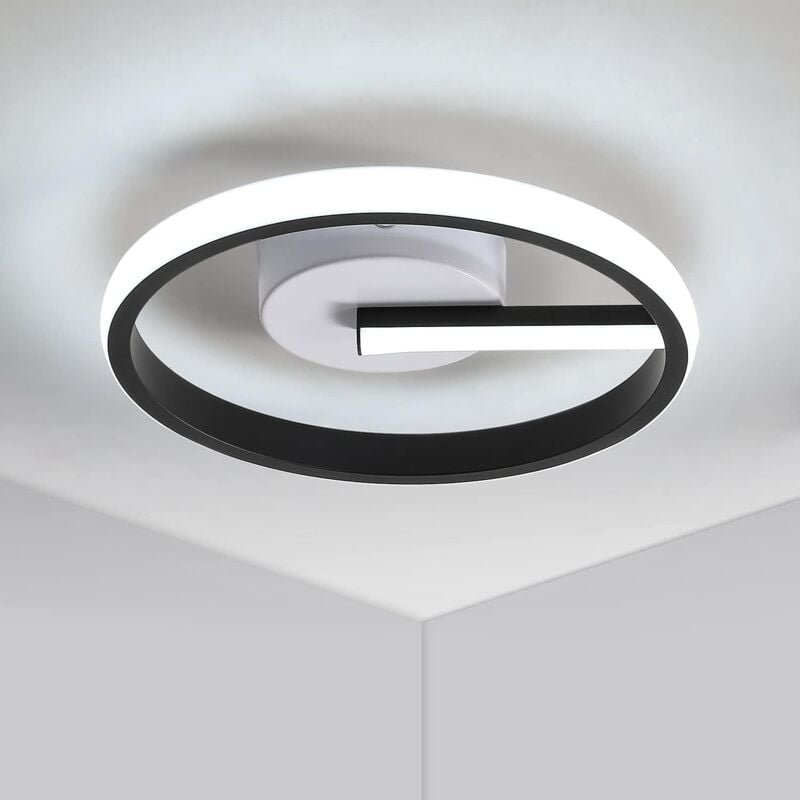 Comely - Moderne LED-Deckenleuchte Schwarz 13W, Ø24CM Deckenleuchte aus Acryl, Kaltweiß 6000K, für Küche, Schlafzimmer, ...