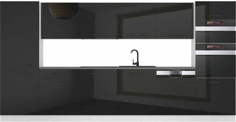 Küchenzeile Küchenblock Naomi - Küchenmöbel 360 cm Einbauküche Vollausstattung ohne Elektrogeräten mit Hängeschränke und...