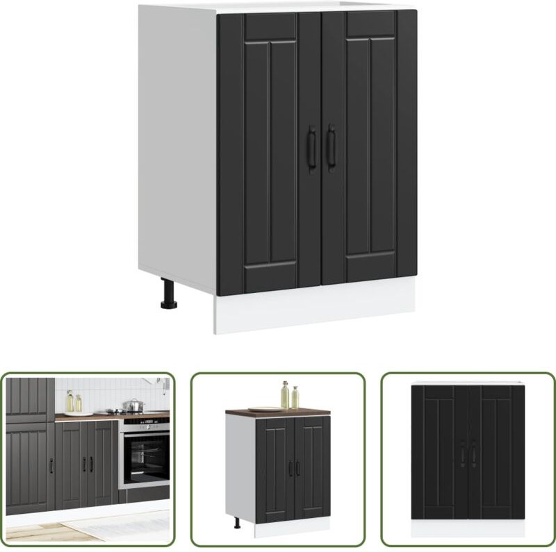 Küchenmöbel - Spülenunterschrank Lucca Schwarz Holzwerkstoff