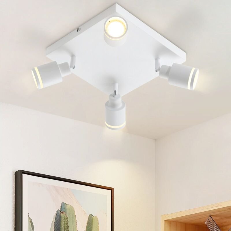 Deckenstrahler Modern Deckenleuchte 4 Flammig: Schwenkbar Deckenspots GU10 Deckenlampe Strahler Küchenlampe Eckig Metall...