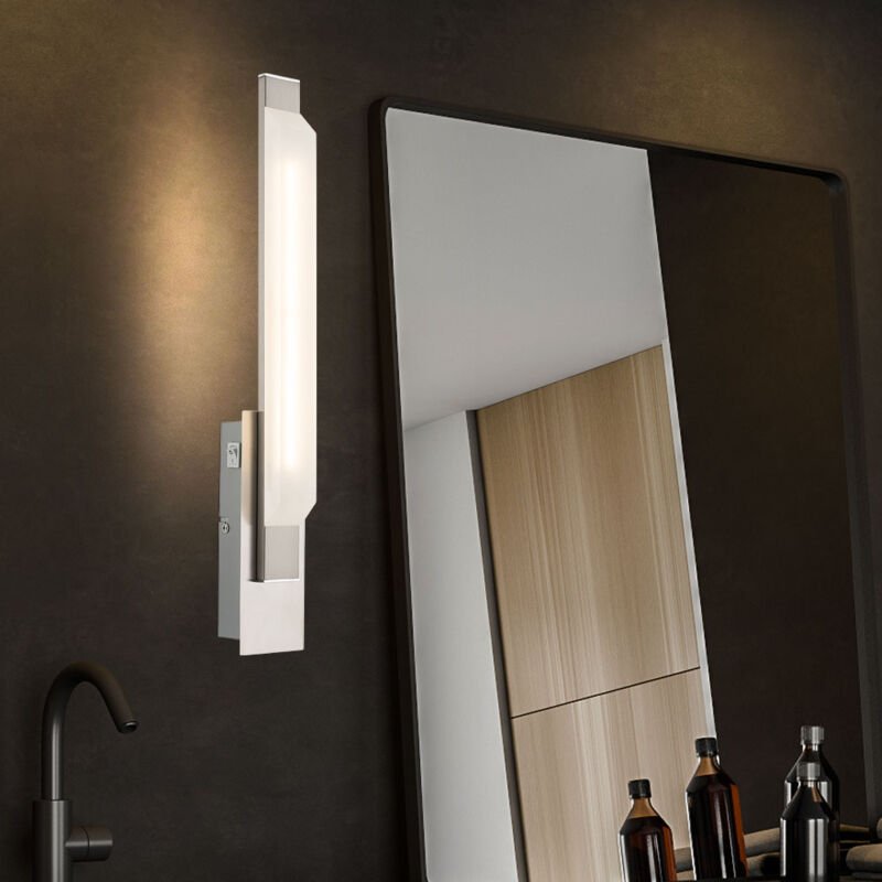 Globo - Wandleuchte Wandlampe Glasleuchte Flurleuchte Wohnzimmer, Chrom Glas satiniert nickel matt, 1x led 7,2 Watt 576 ...