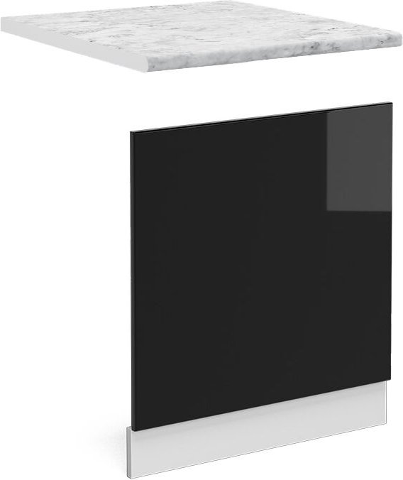 Vicco - Frontblende R-Line, Schwarz Hochglanz, 45 cm , ap Marmor
