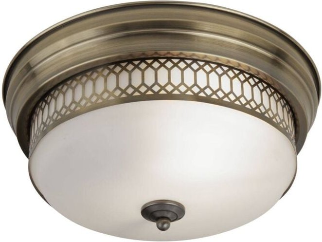 Edinburgh - 2 Licht Badezimmer Spüle Decke Antik Messing, Weiß IP44, E27 - Searchlight