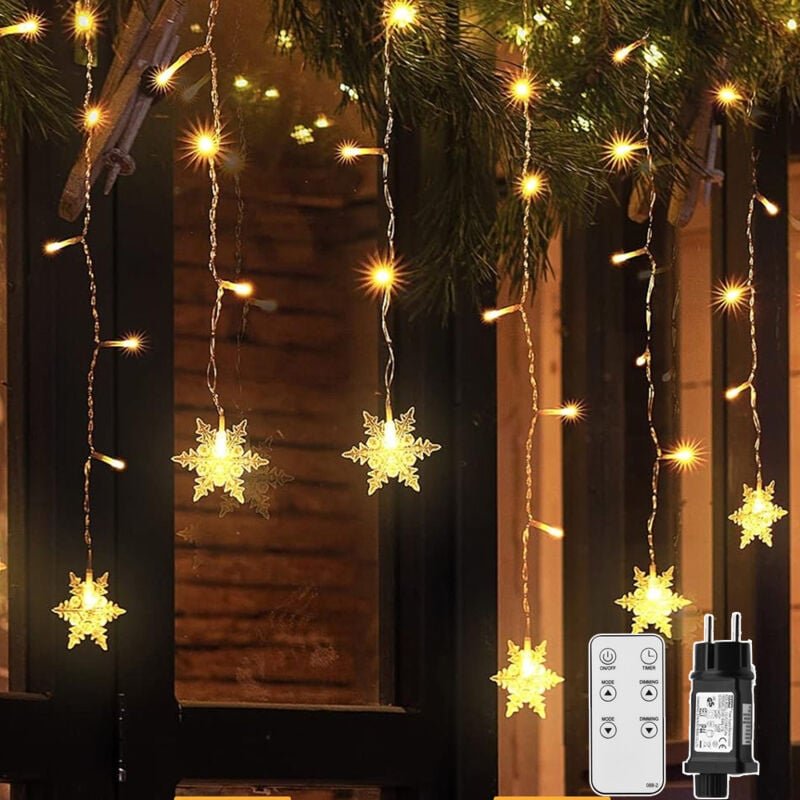 RGB Weihnachten Lichterkette, Schneeflocke LED Lichterketten Weihnachtsbeleuchtung, 9 M, 360 LED, IP44, 10 Modi, Außen I...