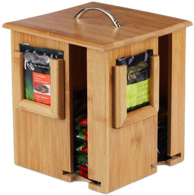 Drehbare teebox aus bambus 88