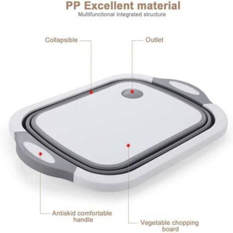 ZVD - Planche à découper 3 en 1, bol à vaisselle pliable, panier de rangement pliable, panier de camping portable, planc...