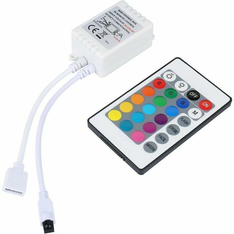 24-Tasten-IR-Fernbedienung und weißer IR-Controller für RGB-LED-Streifen 3528 SMD-Lichtleiste