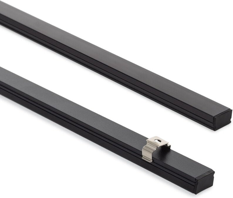 Aluminiumprofil Aufbau 12x8 mit für LED Streifen bis 8 mm Schwarz 2 m Schwarz transluzent