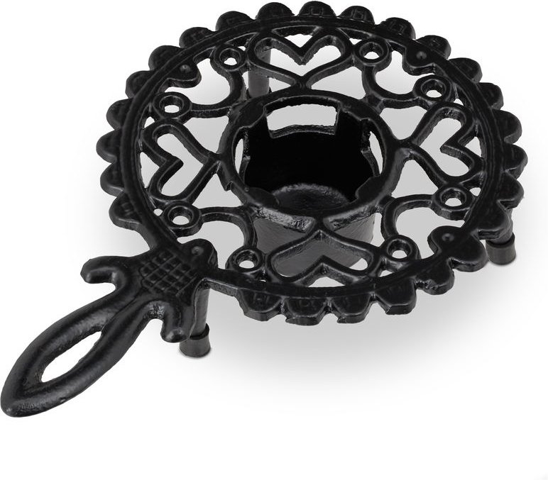 Relaxdays Stövchen, für Tee- & Kaffeekannen, Gusseisen, für 1 Teelicht, antikes Design, rustikaler Teewärmer, schwarz