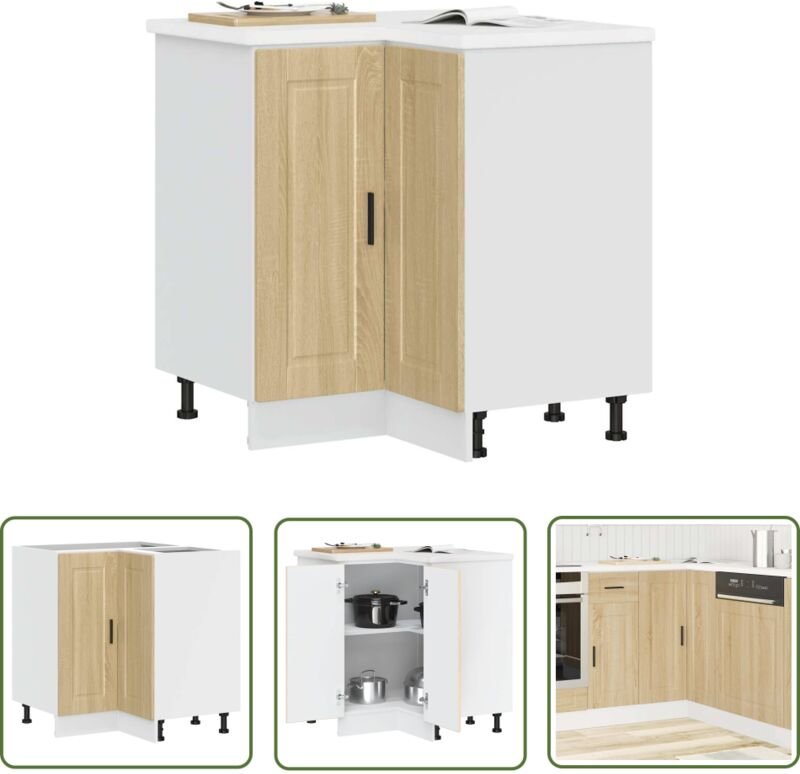 The Living Store - vidaXL Küchen-Eckunterschrank Porto Sonoma-Eiche Holzwerkstoff