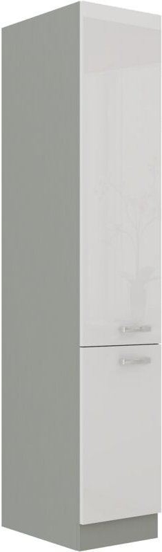 Küchen Preisbombe - Küchen Hochschrank 40 Bianca Weiß Hochglanz + Grau Küchenzeile Küchenblock