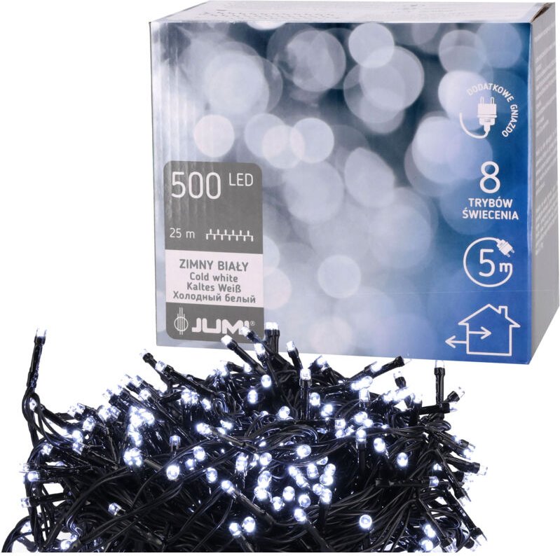 WEIHNACHTSBAUMBELEUCHTUNG 500 LED kaltweiße Girlande