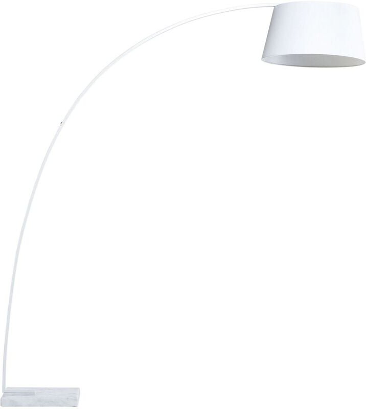 Thumbnail - Stehlampe Weiß Metall 188 cm Stoffschirm Marmorfuß langes Kabel mit Schalter Bogenlampe Modernes Design