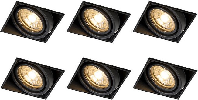 6er Set Einbaustrahler schwarz GU10 neigbar randlos - Oneon