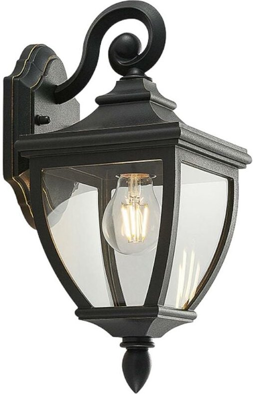 Lindby - Cerys Außenwandlampe in Schwarz - Schwarz, gold, klar