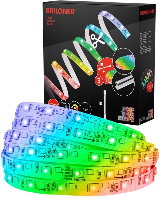 Briloner - Pimp Your Stripe Erweiterungsset led Strip 4m, rgb+w, Farbprogramme