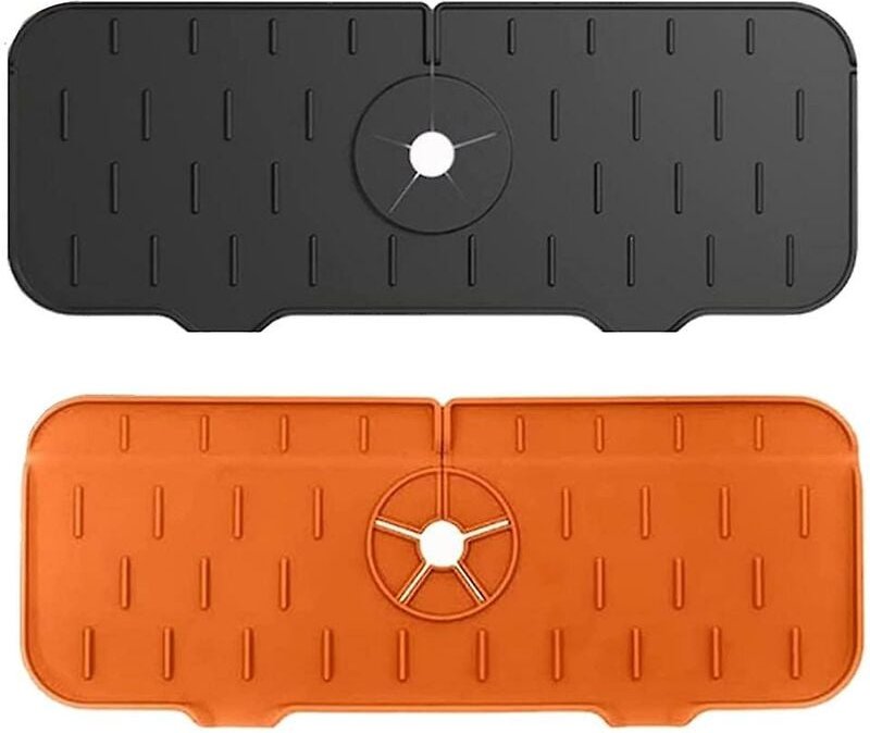 2 Stück Waschbecken-Spritzschutz, Wasserhahnmatte, Waschbecken-Wasserspritzer, Wasserhahn-Spritzfänger, Silikon-Deflekto...