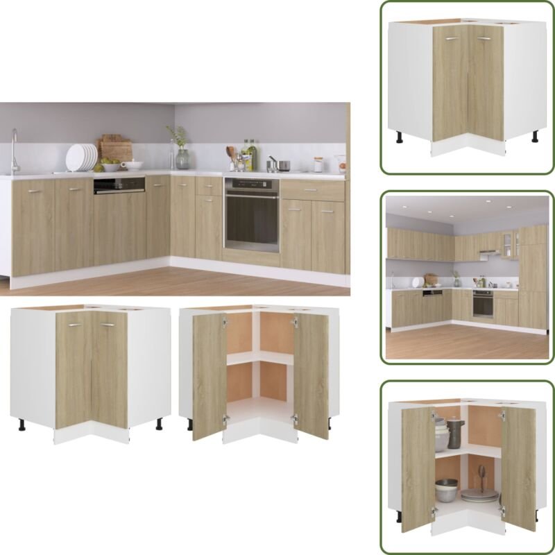 The Living Store Eckunterschrank Lyon Sonoma-Eiche 75,5x75,5x81,5 cm Holzwerkstoff - Küchenregal