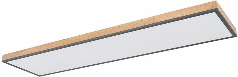 Led Deckenleuchte Fernbedienung Deckenlampe Holzleuchte Wohnzimmerlampe cct, Nachtlicht, Alu Holzoptik Graphit opal, 1x ...