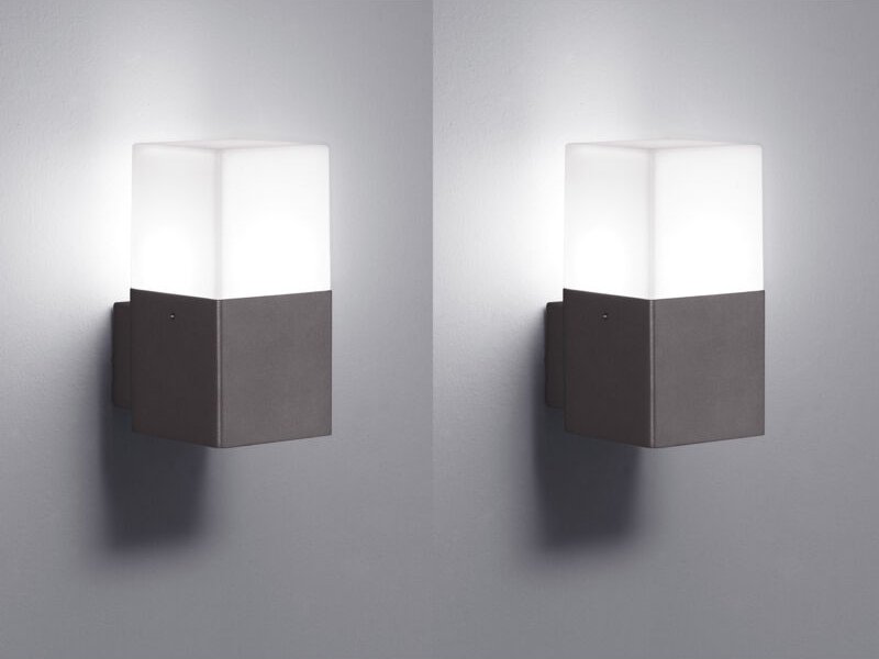 Eckige LED Außenwandlampe 2er Set Anthrazit IP44 - Außenbeleuchtung für Haus