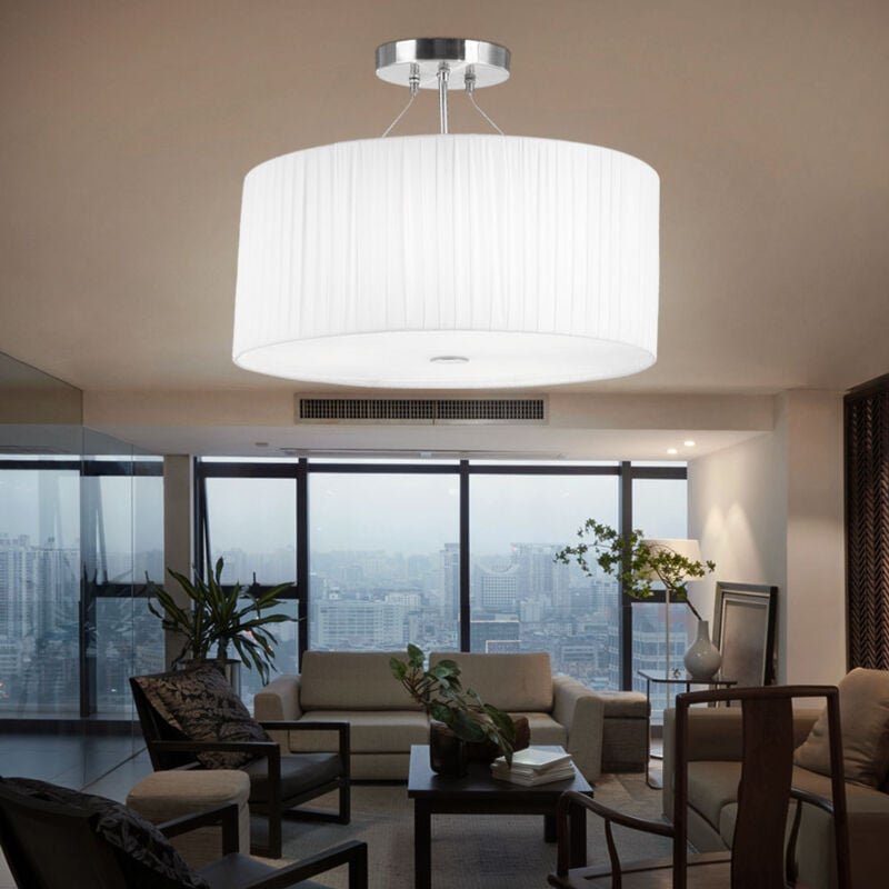 Etc-shop - Decken Lampe Hänge Leuchte Plissee rund weiß im Set inklusive led Leuchtmittel