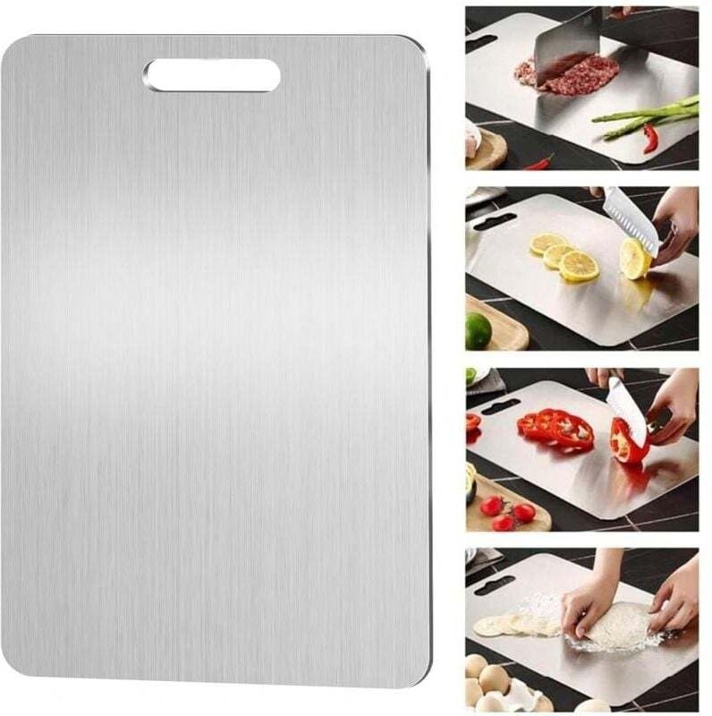 Schneidebrett aus Titan, Yamato Titanium, Schneidebrett aus Edelstahl für die Küche, für Fleisch, Käse, Brot, Gemüse, Ob...