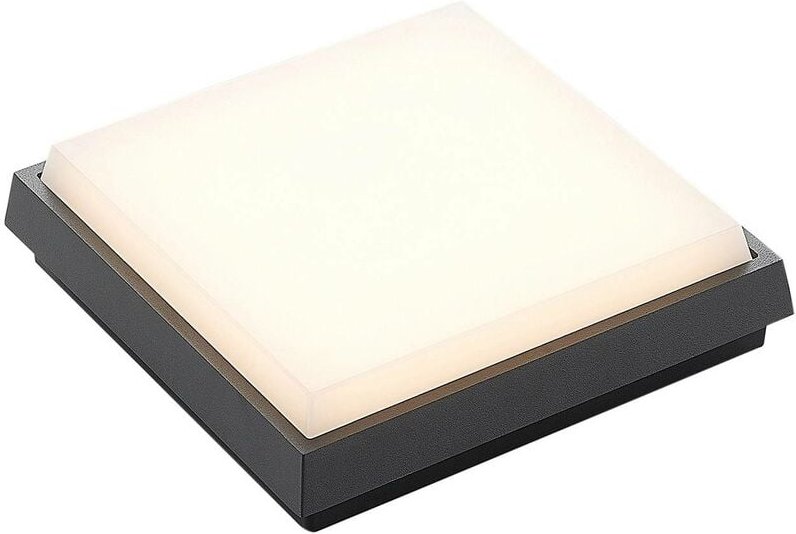Lucande - Amra LED-Außendeckenleuchte, eckig 17,5 cm - weiß, dunkelgrau